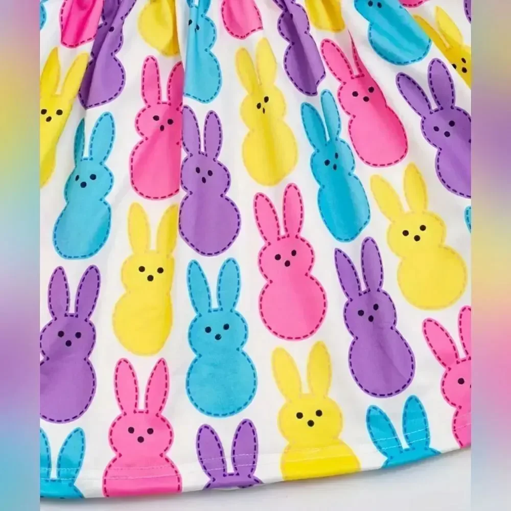 Adorable Colorful Easter Bunny Peeps Dress Sz 12-24 Mos